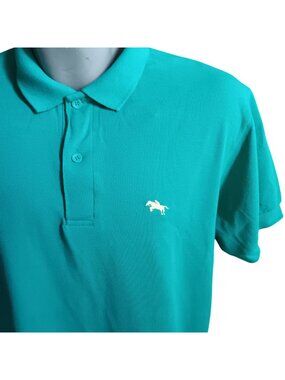 NEW NWT Vintage 90's Men's Polo Shirt Steeplechase Teal Embroidered Horse Logo